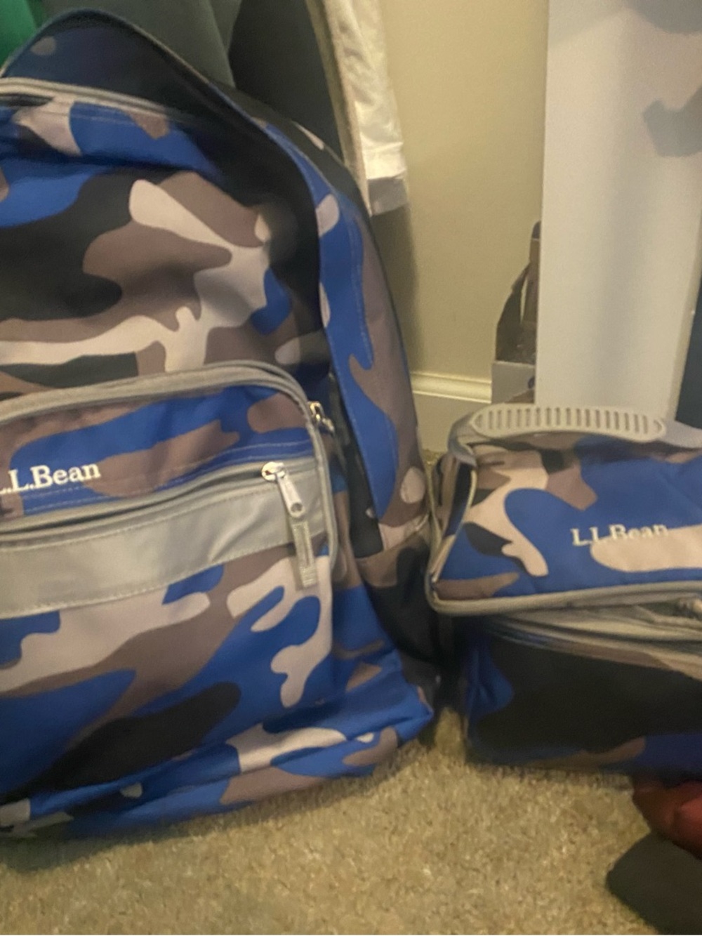 L.L. Bean Blue Camo Backpack & Lunch box - Picture 2 of 6